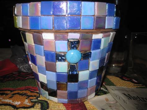 Tiles Glued To Terra Cotta Pot Next Step Grout Mosaic Pots