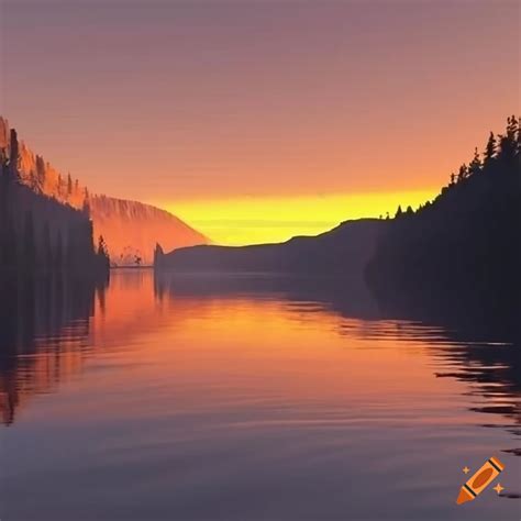 Breathtaking Mountain Lake At Sunset With Ultra High Definition