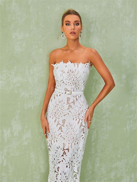 Despina White Lace Midi Dress Mew Mews Fashion