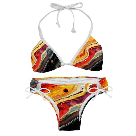 Sexy Women S String Bikini Set Abstract Sfumato Print Two Piece