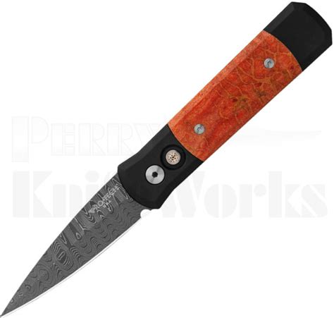 Protech Custom Godson Automatic Knife Red Coral Damascus L Free