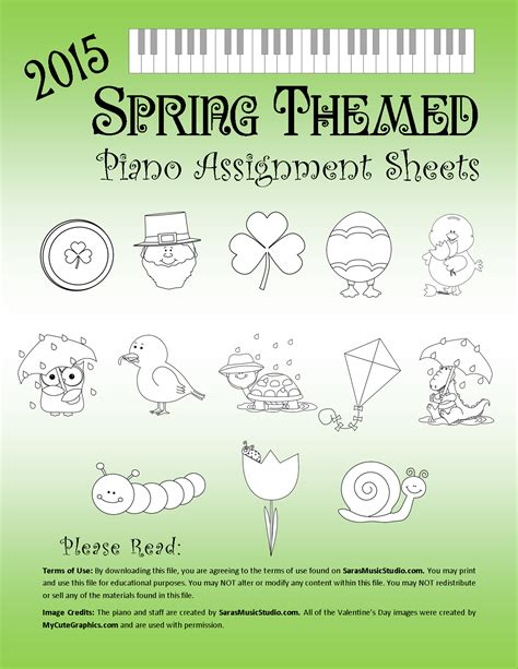 Spring Themed Piano Assignment Sheets Assignment Sheet Piano