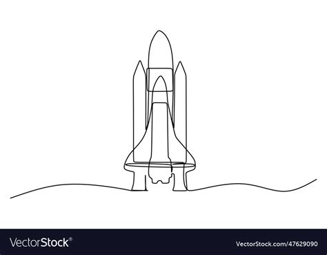 Rocket one line drawing continuous hand drawn Vector Image