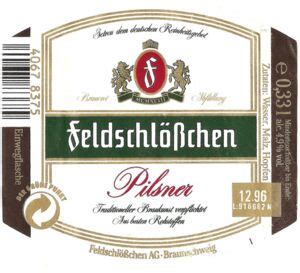 Drink Label Feldschlöschen Feldschlößchen Brauerei AG Braunschweig