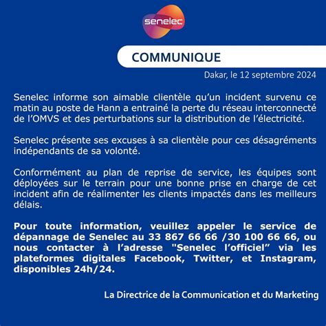 Coupure Dakar Senelec Voque Un Incident Au Poste De Hann