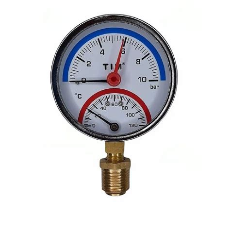 Термоманометр TIM Y-80-16 (1/2" НР) радиальный 80 мм, 16 bar, 120С ...