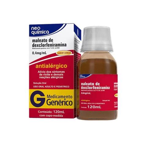 Maleato de Dexclorfeniramina Neo Química 2mg solução oral frasco