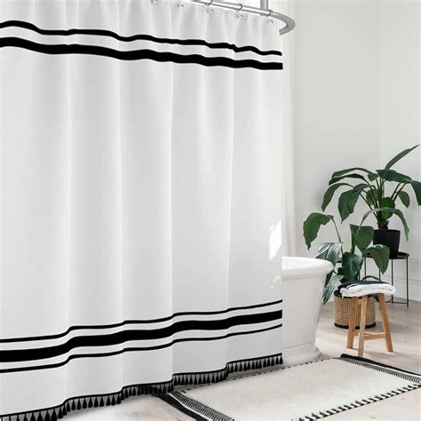 Seasonwood Black And White Shower Curtain Farmhouse Shower