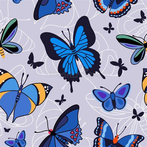 Seamless Pattern With Insects Vector Pattern With Butterflies Stock