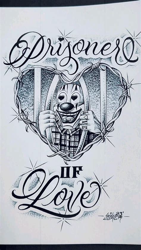 Prisoner Of Love Chicano Art Payaso Clown Drawing