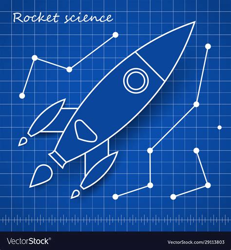 Rocket scince blueprint template with blue Vector Image