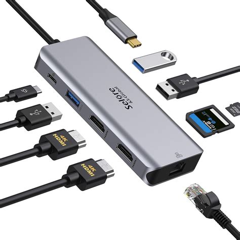 Hub Usb C Adaptateur Multiport En Vers Double Hdmi Ethernet