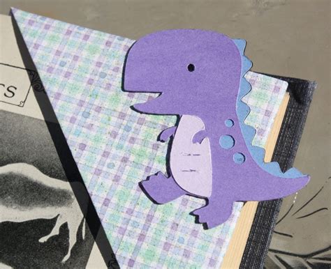 Purple Dinosaur Origami Bookmark