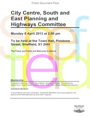 Fillable Online Democracy Sheffield Gov City Centre South And East