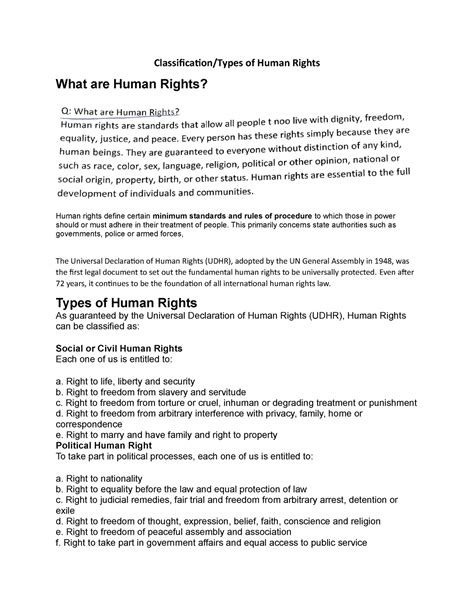 Types Of Human Rights Classification Types Of Human Rights What Are