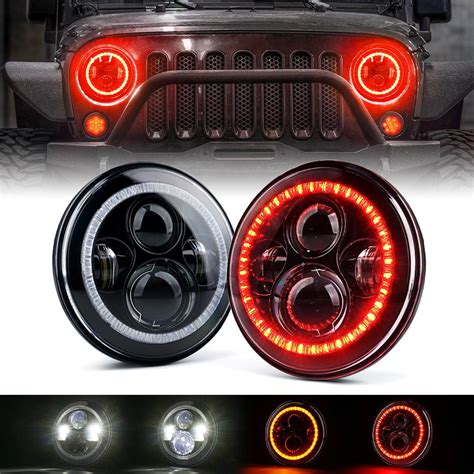 Xprite 7 LED Halo Projector Headlights For 1997 2018 Jeep Wrangler TJ