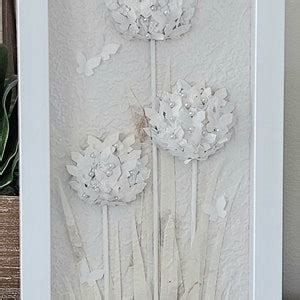 Yuzen Washi Origami Art: White Allium & Butterfly Framed Wall Decor - Etsy