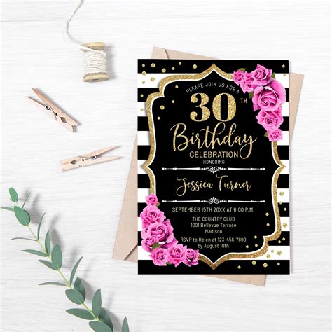 Editable 30th Birthday Invitation Instant Download Digital Etsy