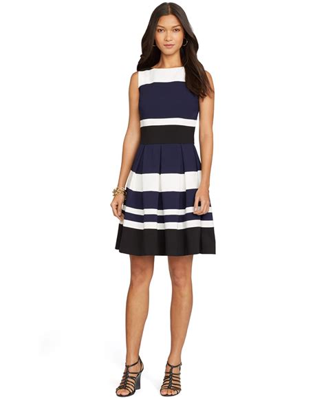 Lyst - Lauren By Ralph Lauren Striped Sleeveless Dress in Blue