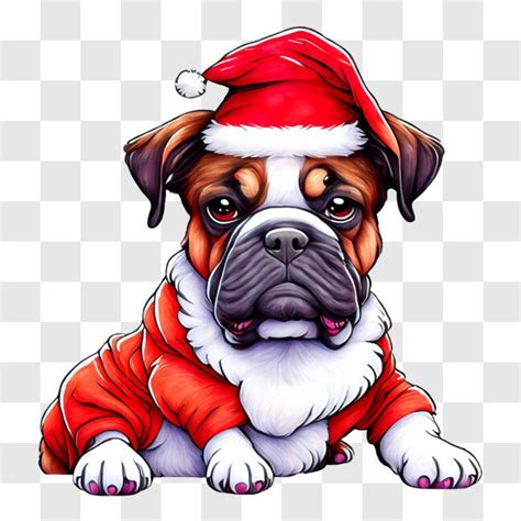 Download Boxer Dog in Santa Hat PNGs Online - Creative Fabrica