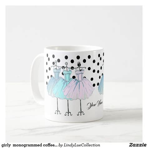 Girly Monogrammed Coffee Mug Your Name Coffee Mug Bridesmaid Favors