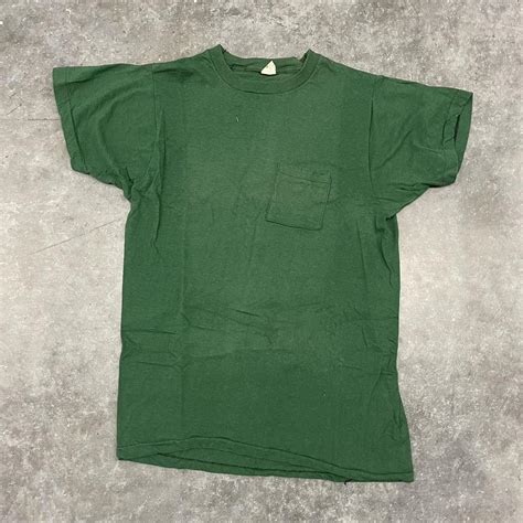 Vintage 70s Blank Forest Green Tee Tagged L Pits Depop