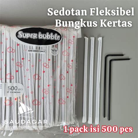 Jual Sedotan Plastik Flexibel Flexible Straw Higienis Bungkus Kertas