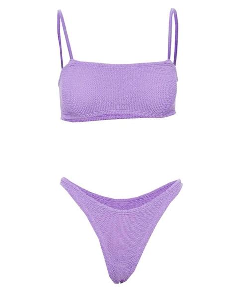 Hunza G Synthetic Gigi Crinkle Bikini Set In Lilac Purple Lyst