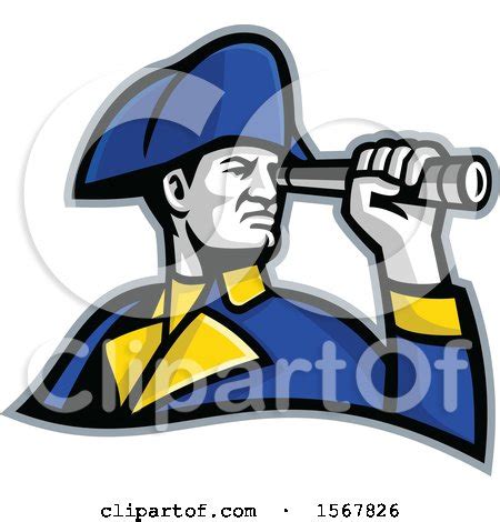 Clipart of a Retro British Admiral Looking Through a Telescope Spyglass ...