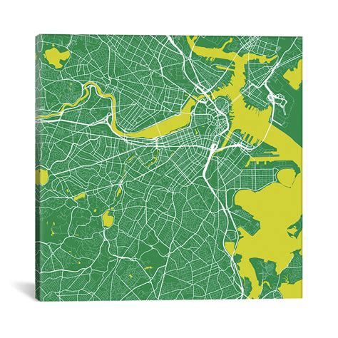 Boston Urban Roadway Map // Green (18"L x 18''W) - Urban Maps - Touch