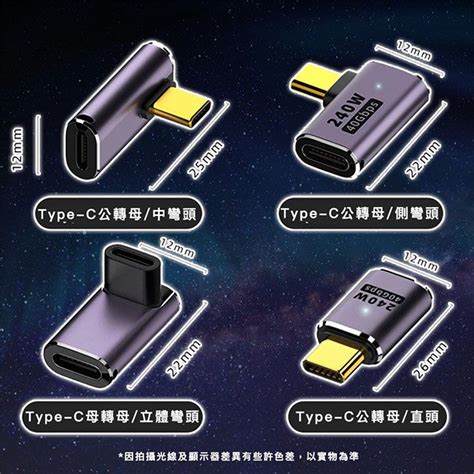 Mozuo 魔宙 Usb4 240w 40gb Type C 公轉母 8k 60hz 轉接頭 側彎頭 Pchome 24h購物