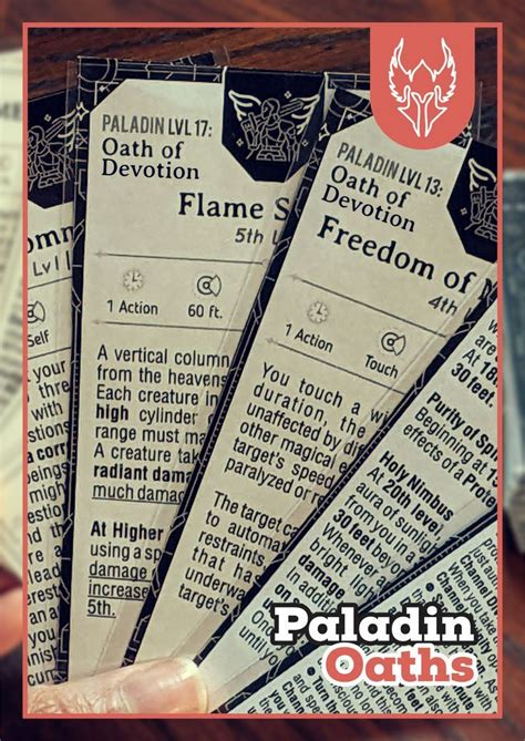 Dnd 5e Paladin Oaths Spell Cards Paladin Oath Custom Icons