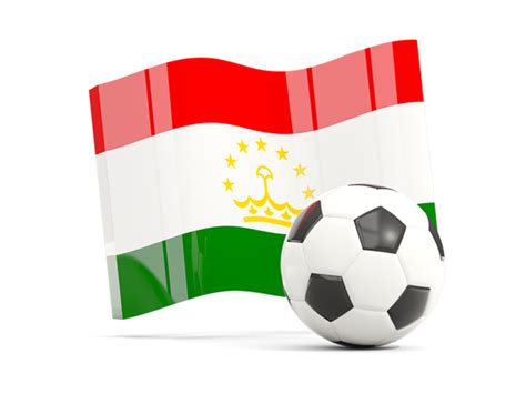 Soccerball with waving flag. Illustration of flag of Tajikistan