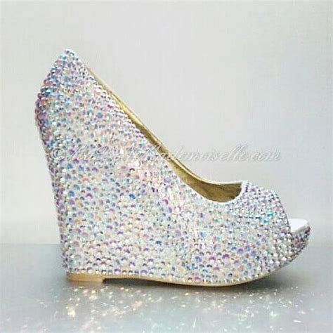 White Crystal Wedding Shoes Crystal Rhinestone Wedge Wedding Shoes