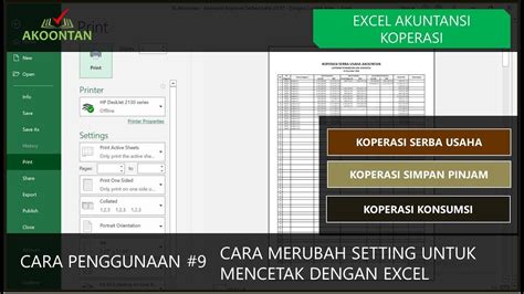 Excel Akuntansi Koperasi 9 Mengatur Setting Pencetakan Laporan YouTube