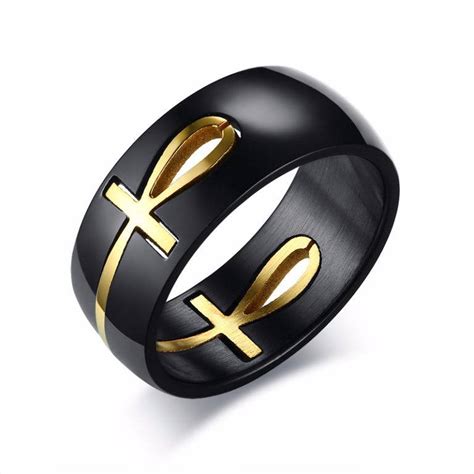 Black And Gold Ankh Ring That Ankh Life