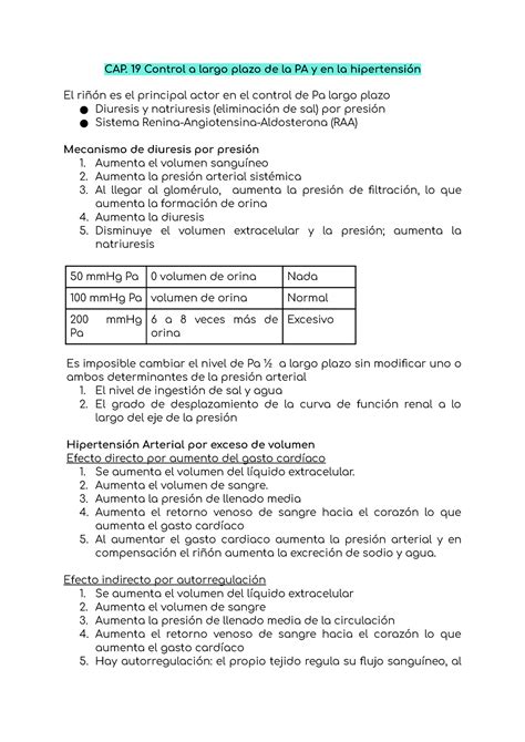 Cap 19 Función Dominante De Los Riñones En El Control A Largo Plazo De La Pa Y En La