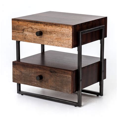 Milo Industrial 2 Drawer End Table Zin Home