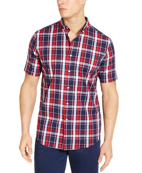 Club Room Mens Plaid Short Sleeve Shirt Created For Macys Macys