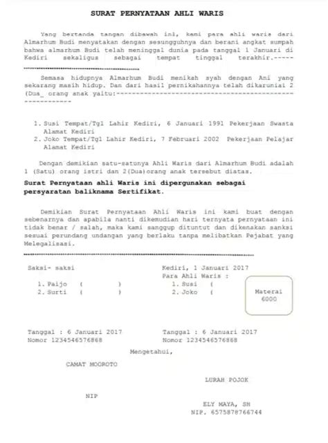 Surat Keterangan Ahli Waris Syarat Prosedur Dan Contohnya 155040 Hot Sex Picture