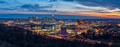 Cincinnati Skyline, Scenic Sunrise, Ohio Stock Image - Image of america ...