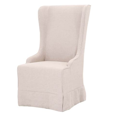 Yvonne Slip Cover Wing Back Dining Chair Oatmeal Linen Dining