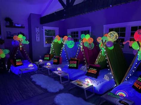 Lets Glow Crazy Slumber Party Birthday Party Ideas Photo 1 Of 7