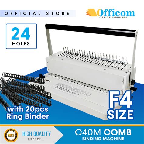 Officom C40M Comb Binding Machine F4 Size Binder 24 Holes With 20pcs