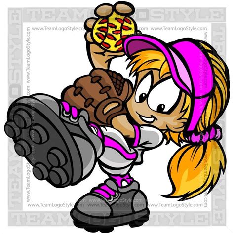 Softball Player Cartoon - Vector Clipart Cartoon | Cartoon clip art ...