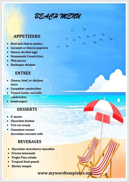 11 Free Beach Party Menu Templates My Word Templates