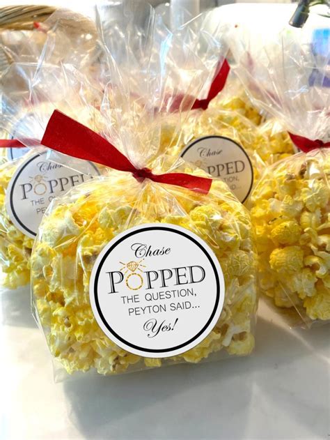 He Popped The Question She Said Yes Printable Engagement Party Kettle Corn Popcorn Labels