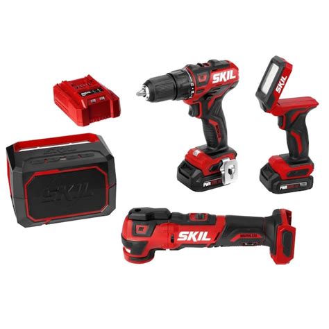 SKIL PWR CORE 12-volt 4-Tool Brushless Power Tool Combo Kit (2 ...