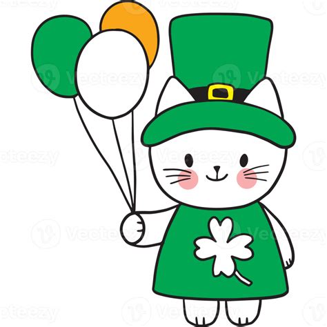 St Patricks Day Cartoon Cute Character Cat Clipart 19938359 Png