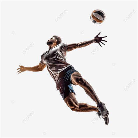 Jump Serve Male Volleyball Player Abstract Action Active PNG